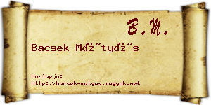 Bacsek Mátyás névjegykártya